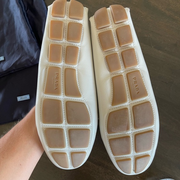 White Prada Loafers Drivers Size 38 - Picture 8 of 9